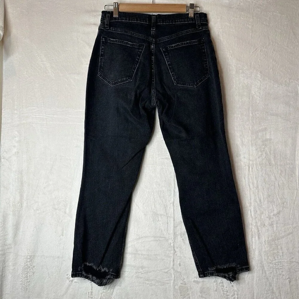 Abercrombie & Fitch Jeans 27/4S Black Ankle Straight Ultra High Rise Distressed - Picture 7 of 11